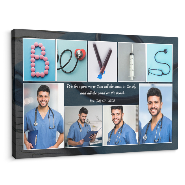 Custom Medical Name Art And Upload Photo, Canvas Wall Art