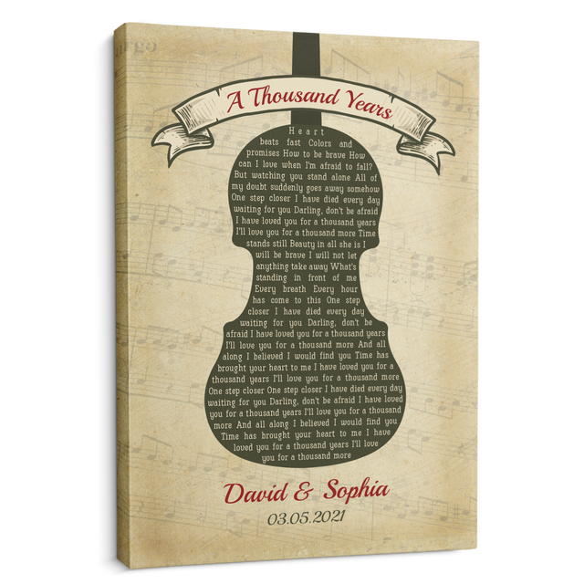 Custom Song Lyrics And Text, Violin Art, Canvas Wall Art