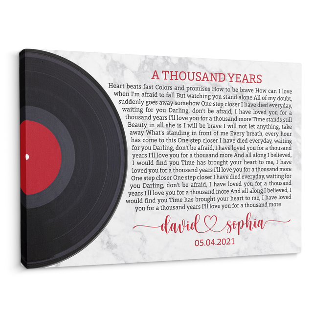Custom Song Lyrics, Vinyl Record, Custom Name And Text, Canvas Wall Art