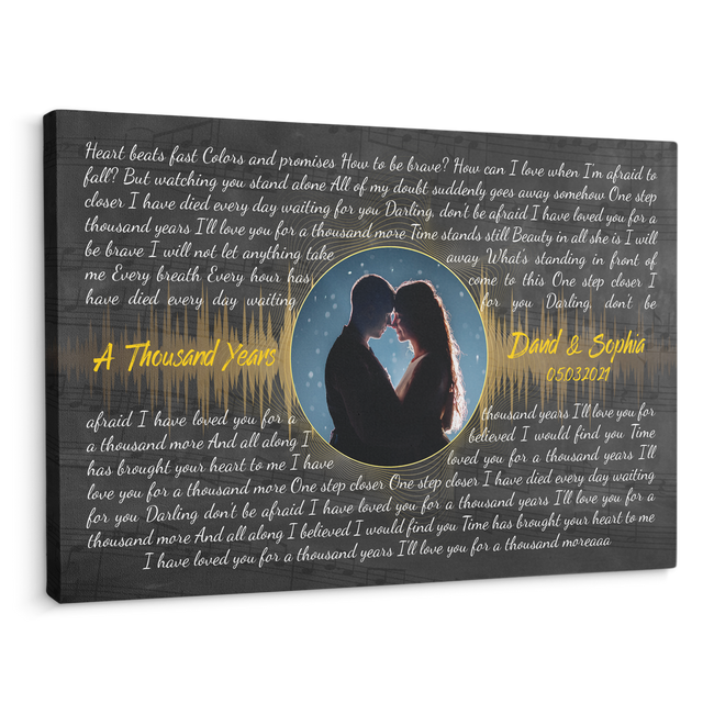 Custom Song Lyrics, Customizable Song Name And Text, Canvas Wall Art, Gift For Wedding