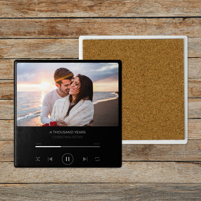 Custom Coasters, Upload Photo, Custom Song Name And Text, Stone Coasters Set Of 4