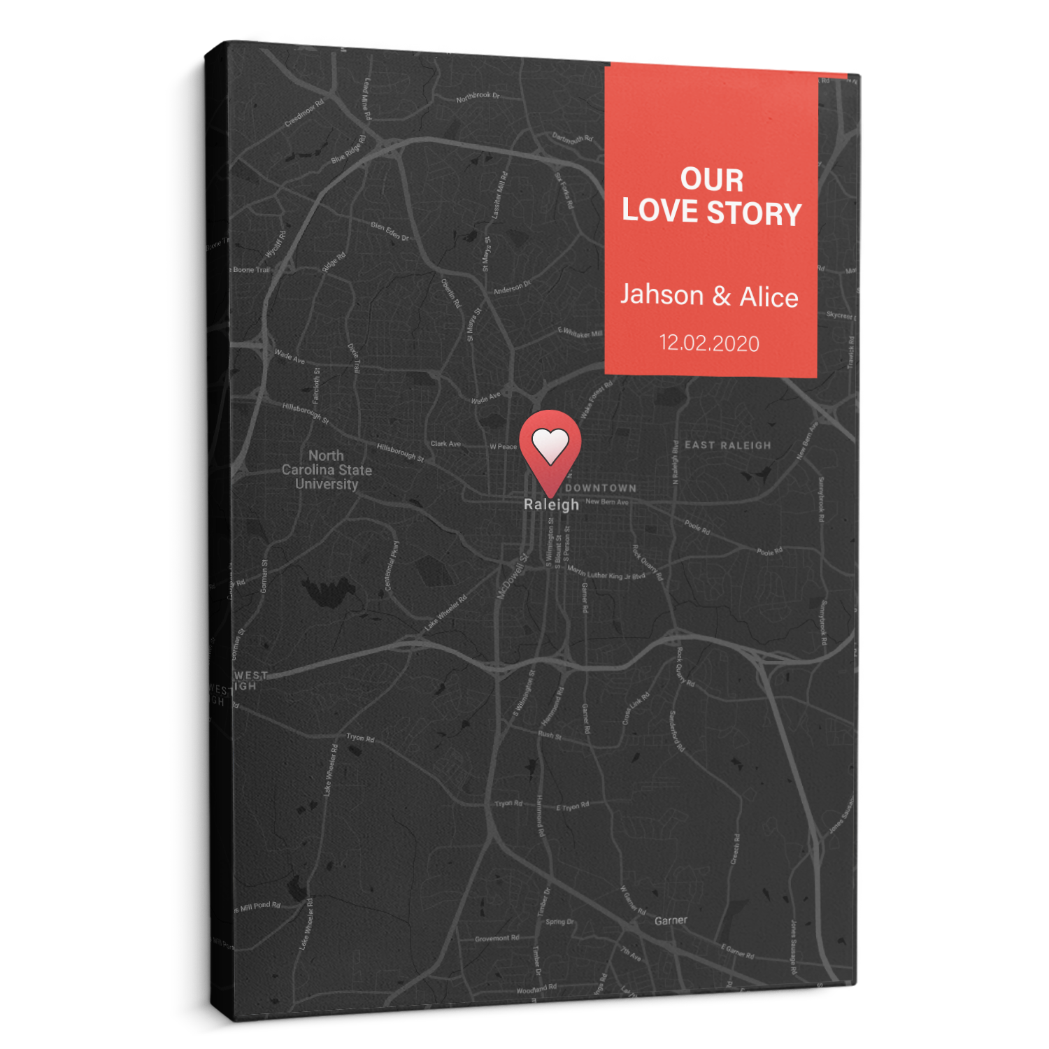 Custom Map Print Canvas Customizable Map And Text