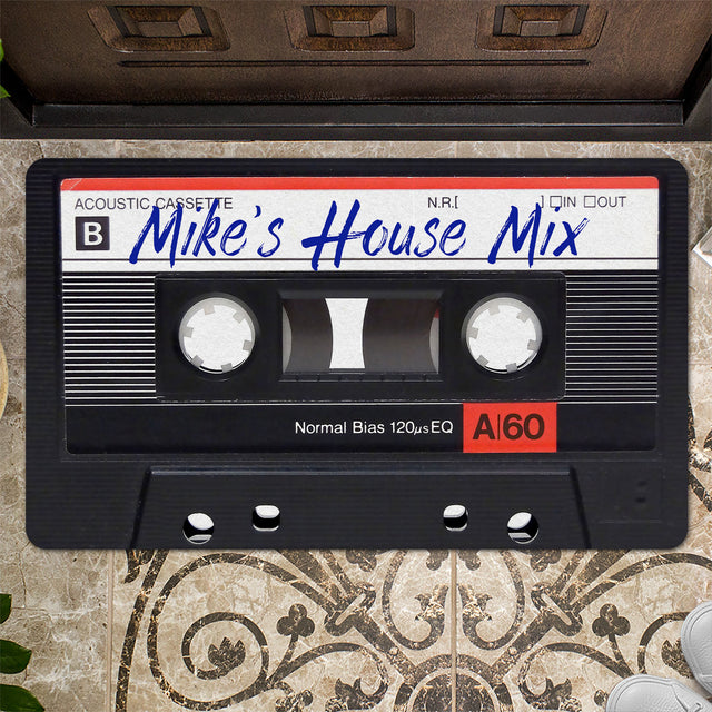 Custom Doormat, Personalized Text, Cassette Tape