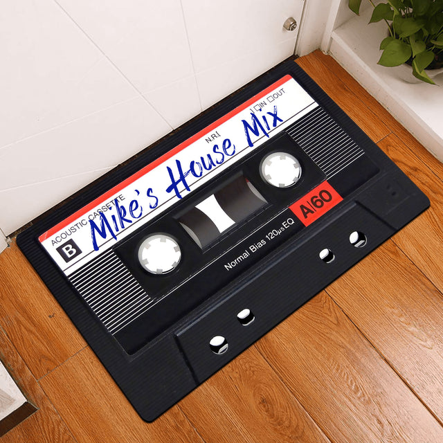Custom Doormat, Personalized Text, Cassette Tape