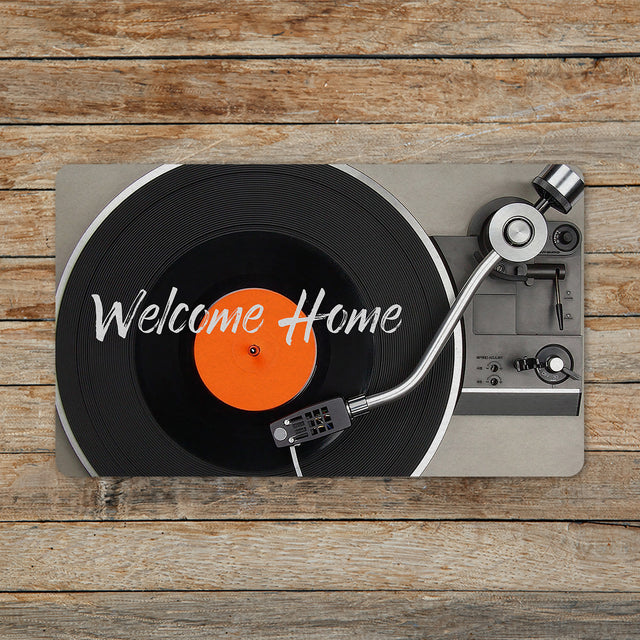 Custom Doormat, Personalized Text, LP Player