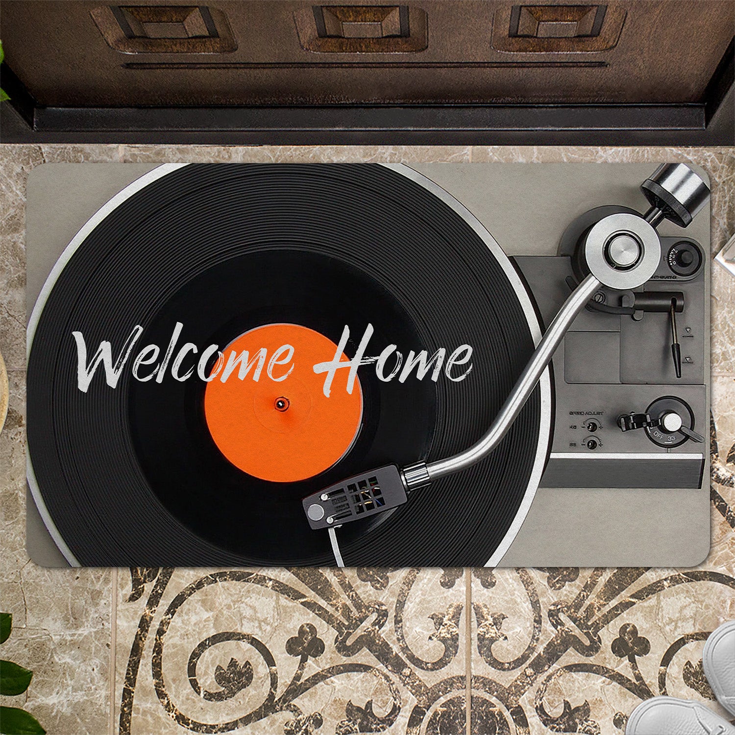 Custom Doormat, Personalized Text, LP Player