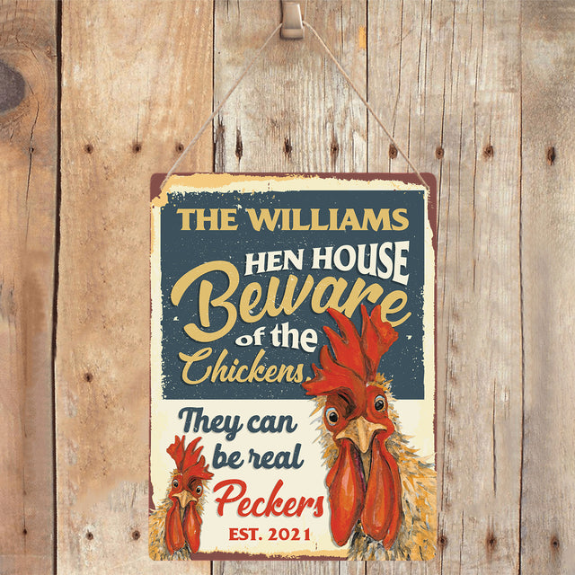 Hen House Beware Of The Chickens, Customizabled Farm Sign, Chicken Coop