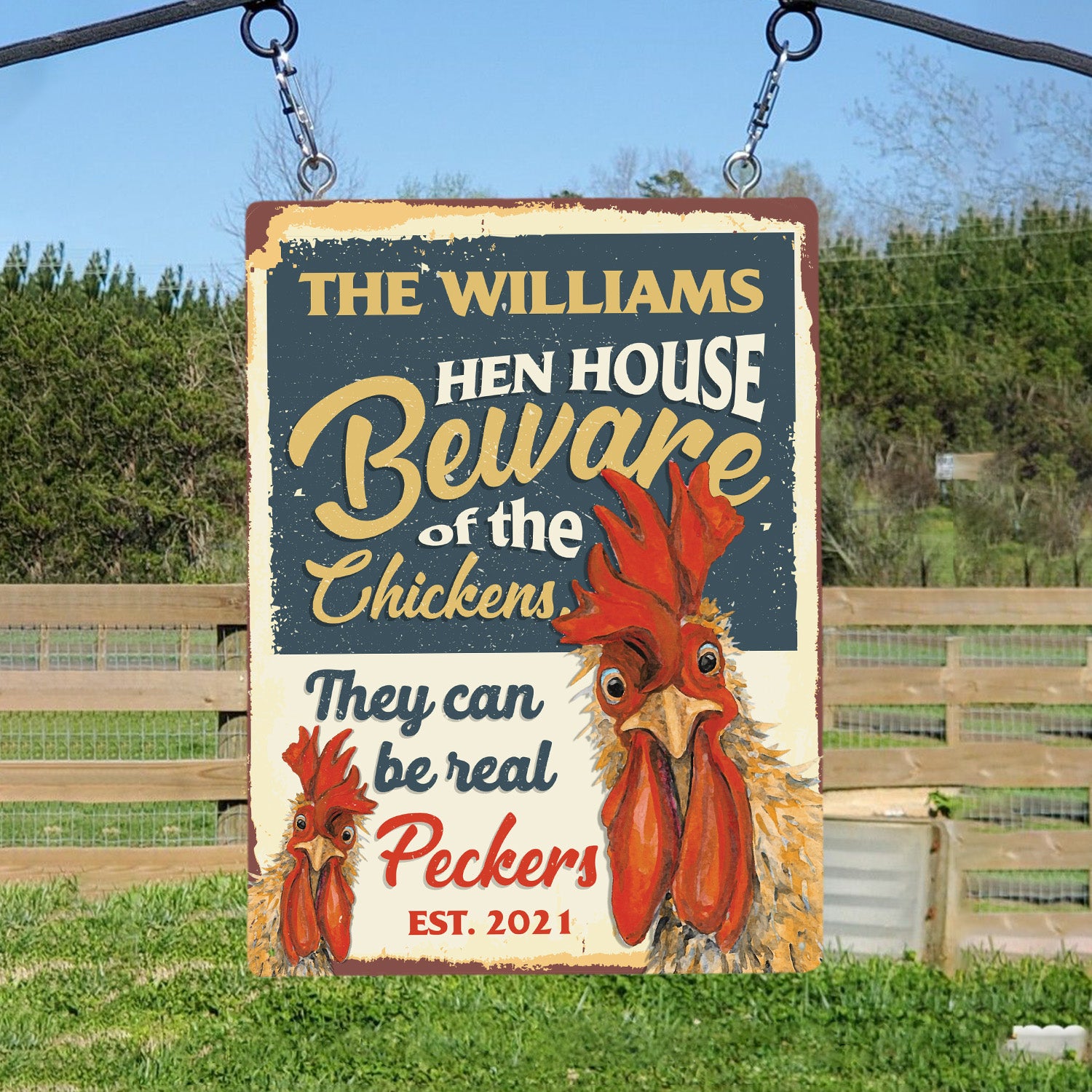 Hen House Beware Of The Chickens, Customizabled Farm Sign, Chicken Coop