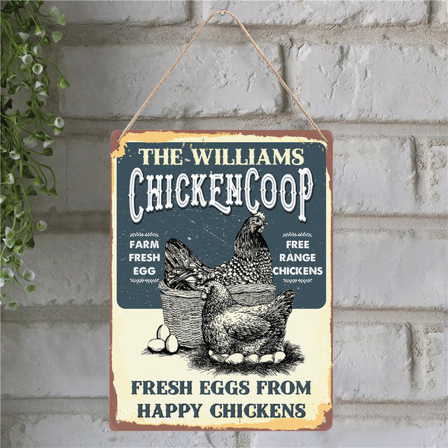Chicken Coop Fresh Eggs From Happy Chickens, Customizabled Farm Sign