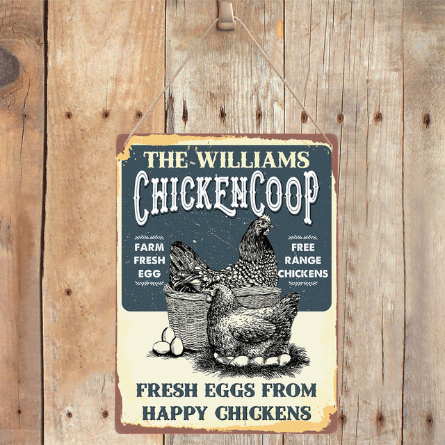 Chicken Coop Fresh Eggs From Happy Chickens, Customizabled Farm Sign