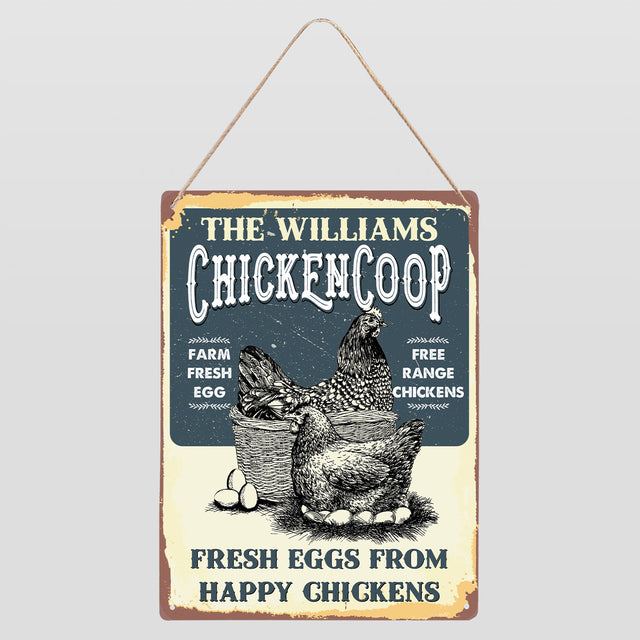 Chicken Coop Fresh Eggs From Happy Chickens, Customizabled Farm Sign