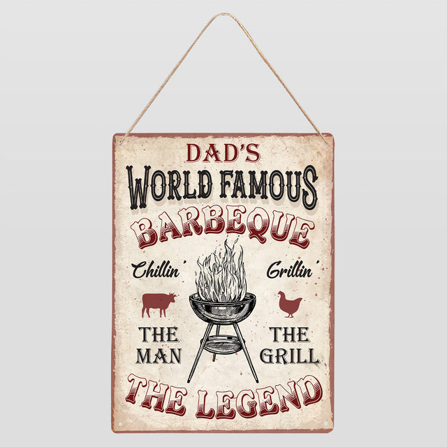Custom BBQ Sign, World Famous Barbeque The Man The Grill The Legend