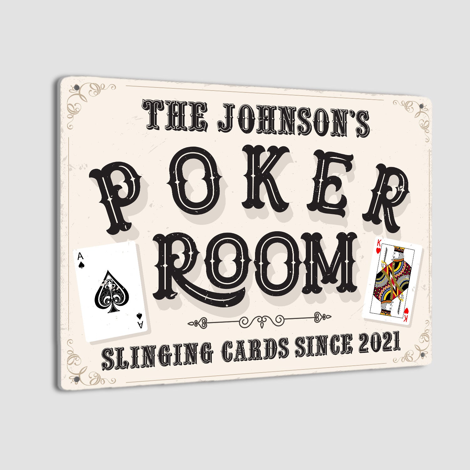 Poker Room, Slinging Cards, Custom Sign, Customizable Name