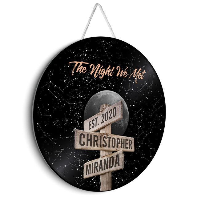 Custom Night Sky By Location, Customizable Name And Date, Round Wood Sign