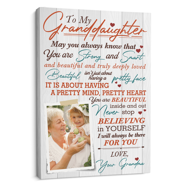 To My Granddaughter, Believing In Yourself I Will Always Be There For You, Custom Photo, Canvas Art Print