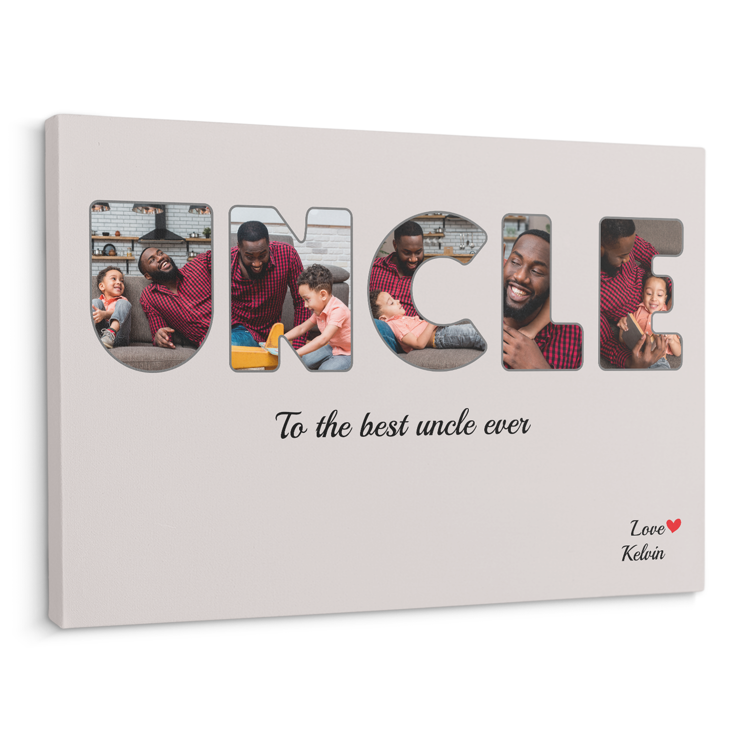 Uncle Custom Photo - Customizable Light Grey Background Canvas