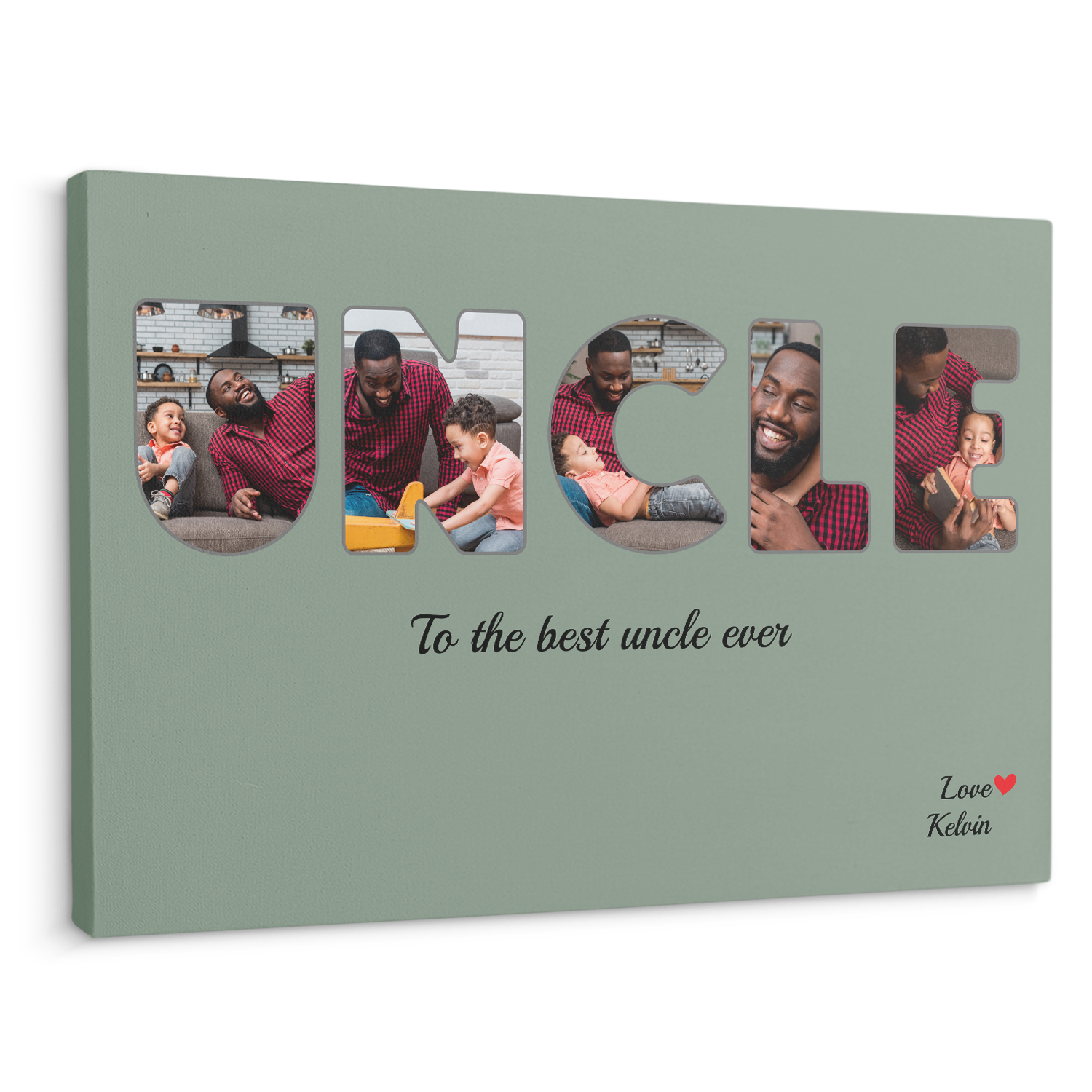 Uncle Custom Photo - Customizable Vintage Green Background Canvas