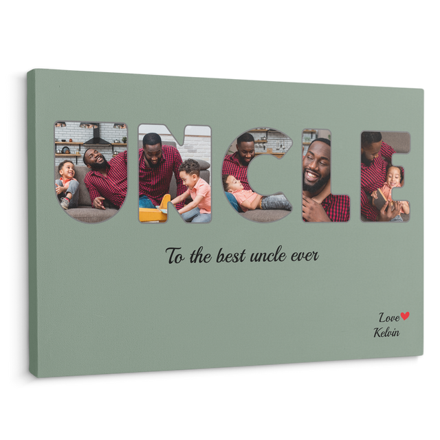 Uncle Custom Photo - Customizable Vintage Green Background Canvas