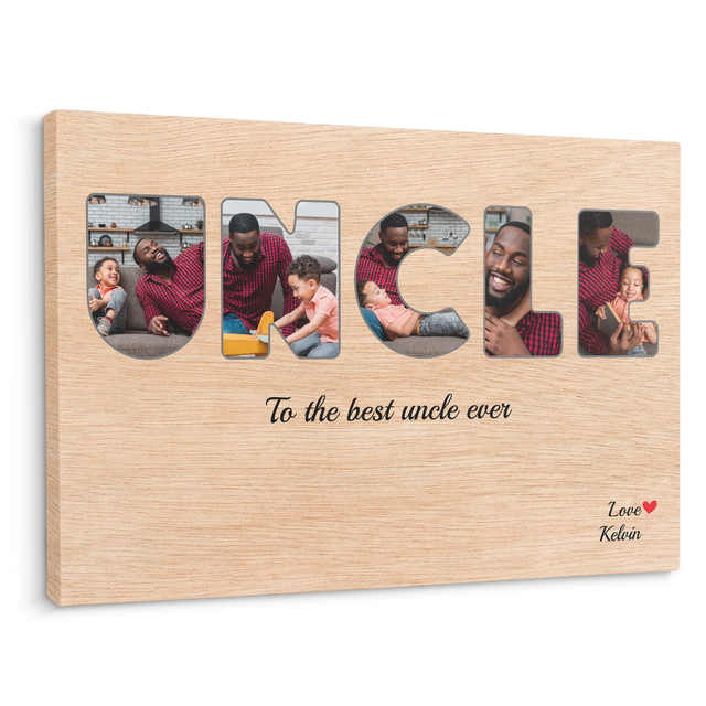 Uncle Custom Photo - Customizable Light Wood Background Canvas