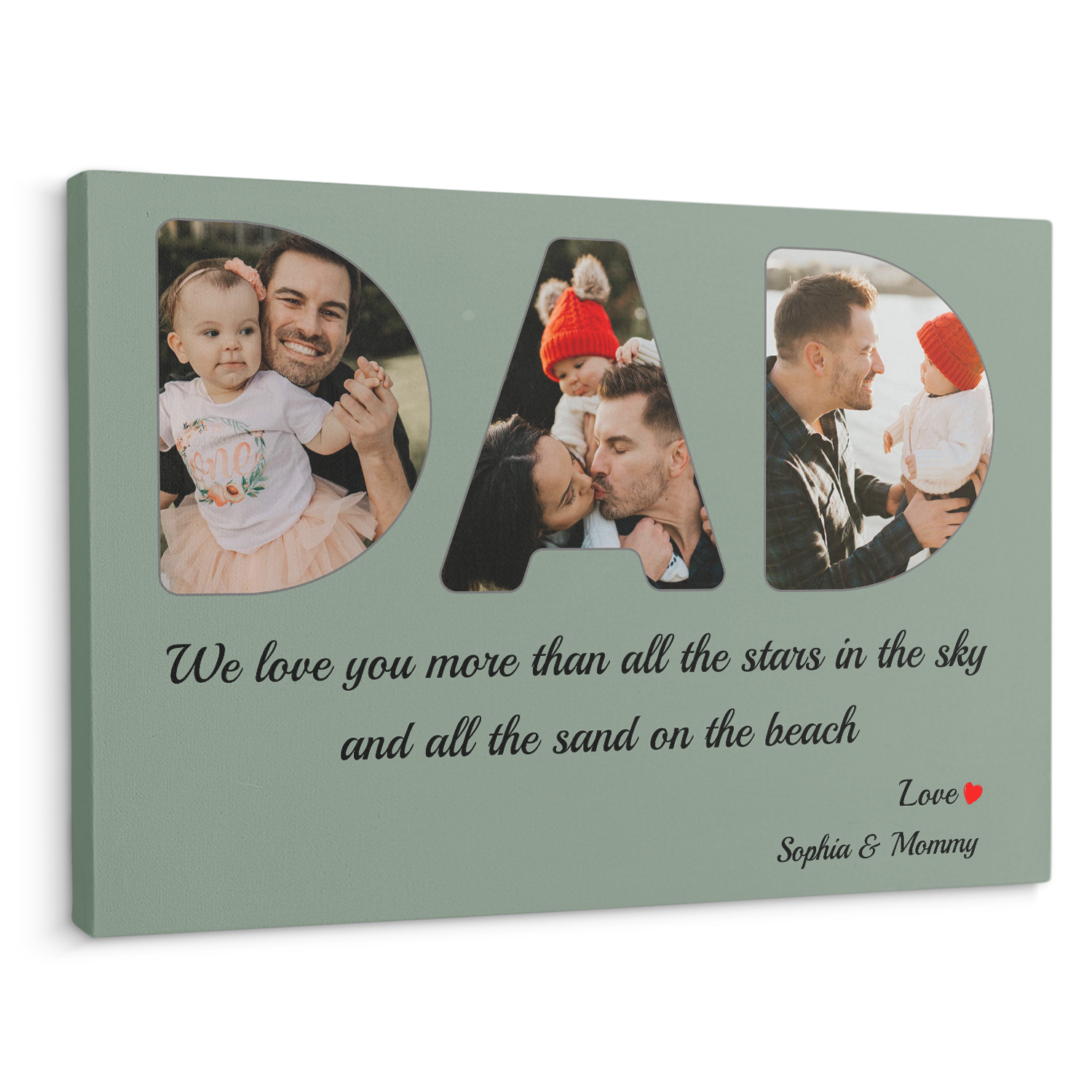 Dad Custom Photo - Customizable Vintage Green Background Canvas