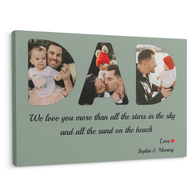 Dad Custom Photo - Customizable Vintage Green Background Canvas