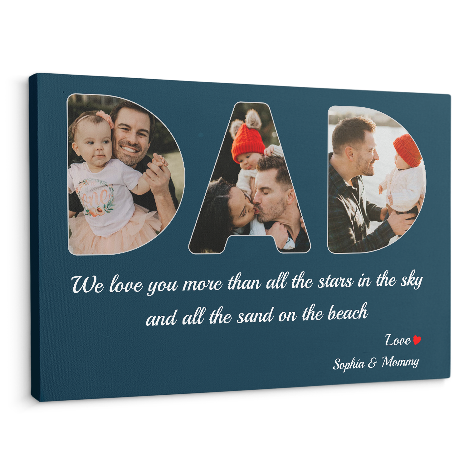 Dad Custom Photo - Customizable Blue Whale Background Canvas