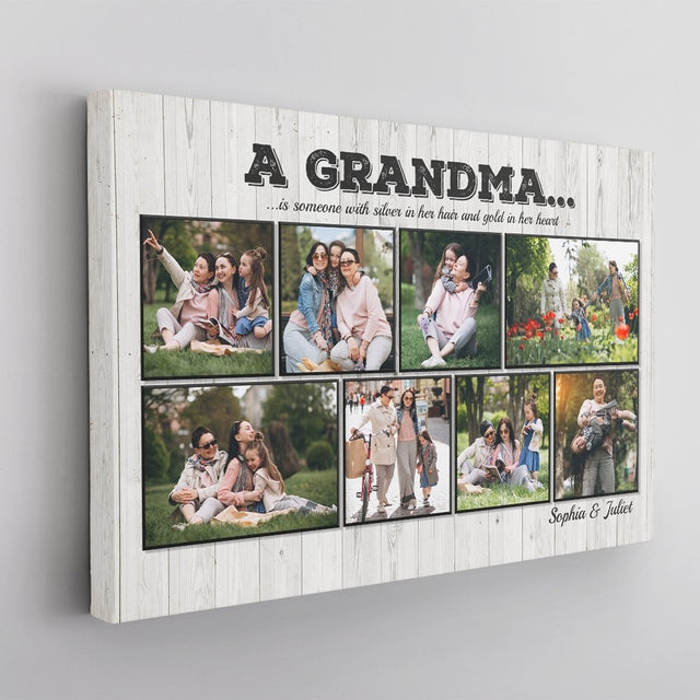 A Grandma Is Someone With Silver In Her Hair And Gold In Her Heart, Custom Photo Canvas Wall Art
