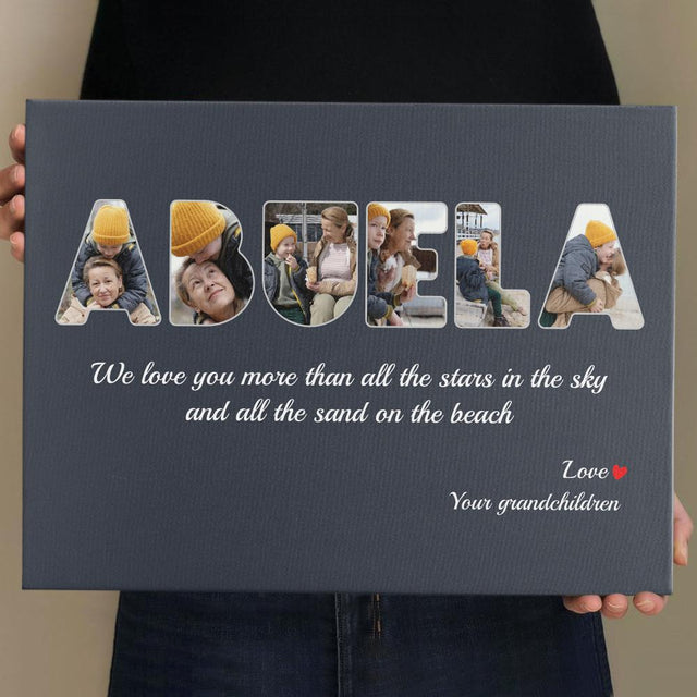 Abuela Custom Photo - Personalized Name And Text Canvas Wall Art