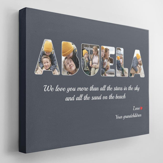 Abuela Custom Photo - Personalized Name And Text Canvas Wall Art