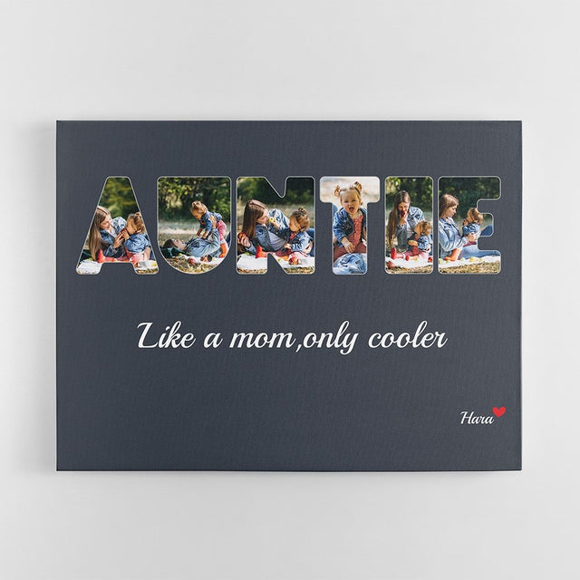 Auntie Custom Photo - Personalized Navy Vintage Background Canvas