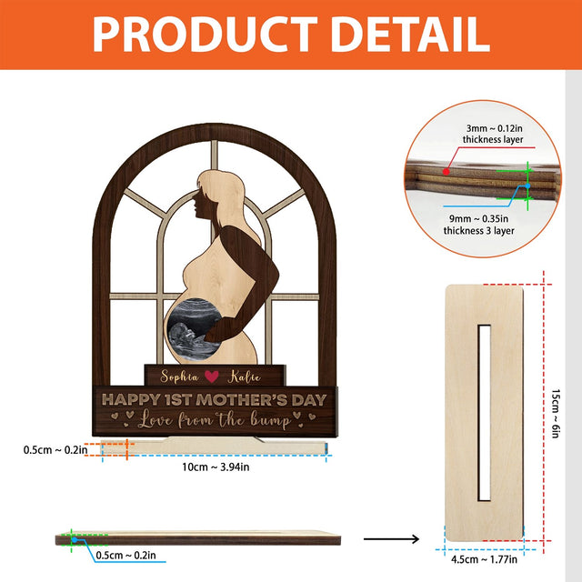 Baby Bump, Custom Photo, Wooden Plaque 3 Layers