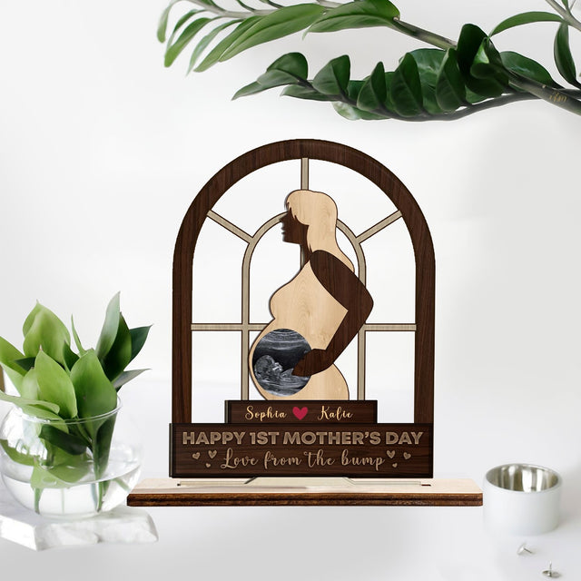 Baby Bump, Custom Photo, Wooden Plaque 3 Layers