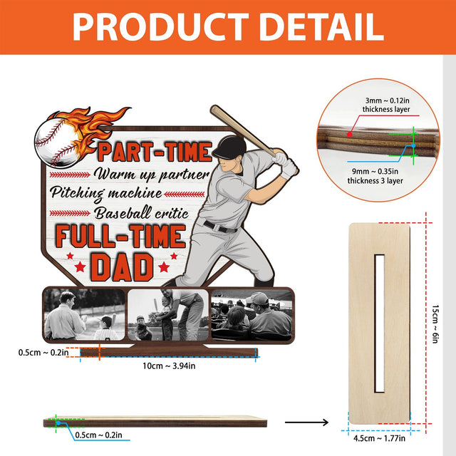 Baseball Dad, Custom Photo, Wooden Plaque 3 Layers