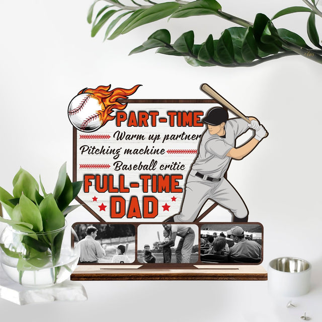 Baseball Dad, Custom Photo, Wooden Plaque 3 Layers