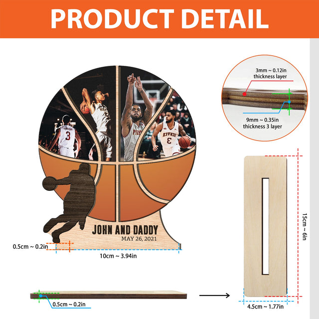 Basketball, Custom Photo, Wooden Plaque 3 Layers