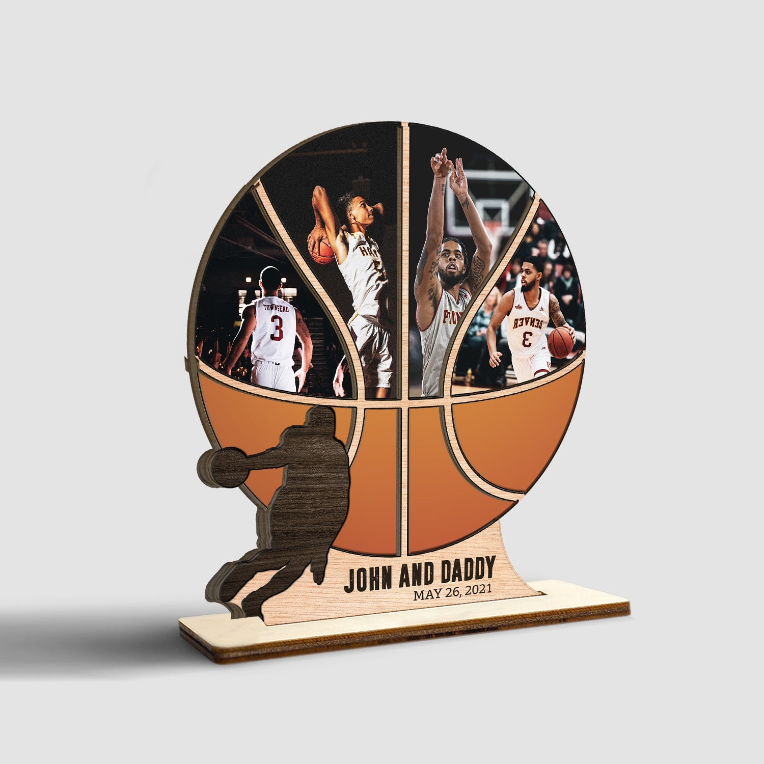 Basketball, Custom Photo, Wooden Plaque 3 Layers