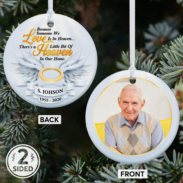 In Our Home Memorial Custom Photo And Text Decorative Christmas Circle Ornament 2 Sided