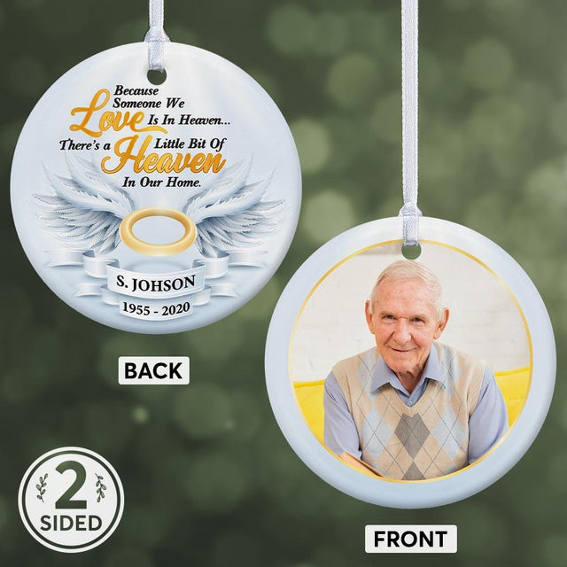 In Our Home Memorial Custom Photo And Text Decorative Christmas Circle Ornament 2 Sided