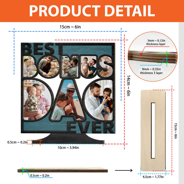 Best Bonus Dad Ever, Custom Photo, Wooden Plaque 3 Layers