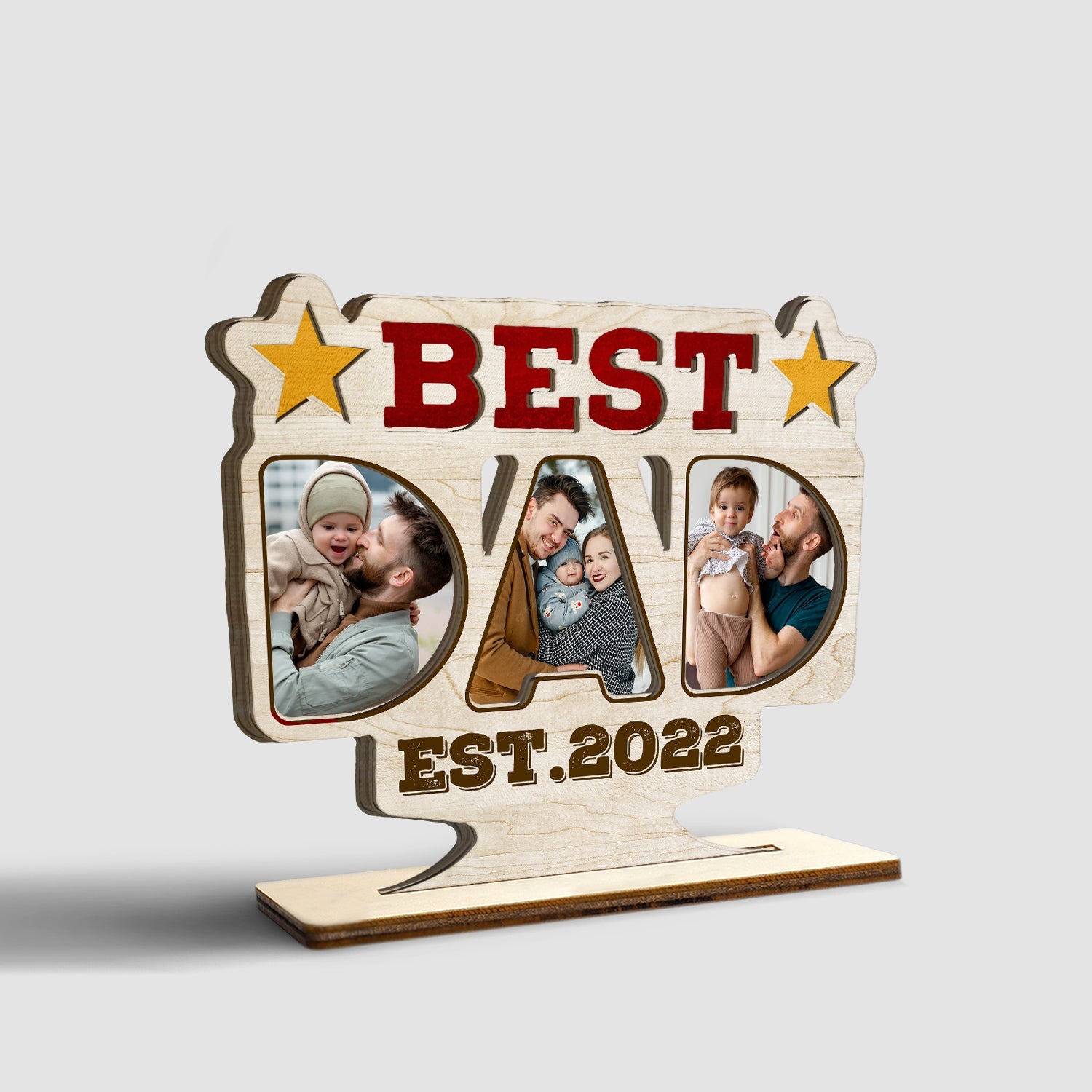 Best Dad, Custom Photo, Wooden Plaque 3 Layers