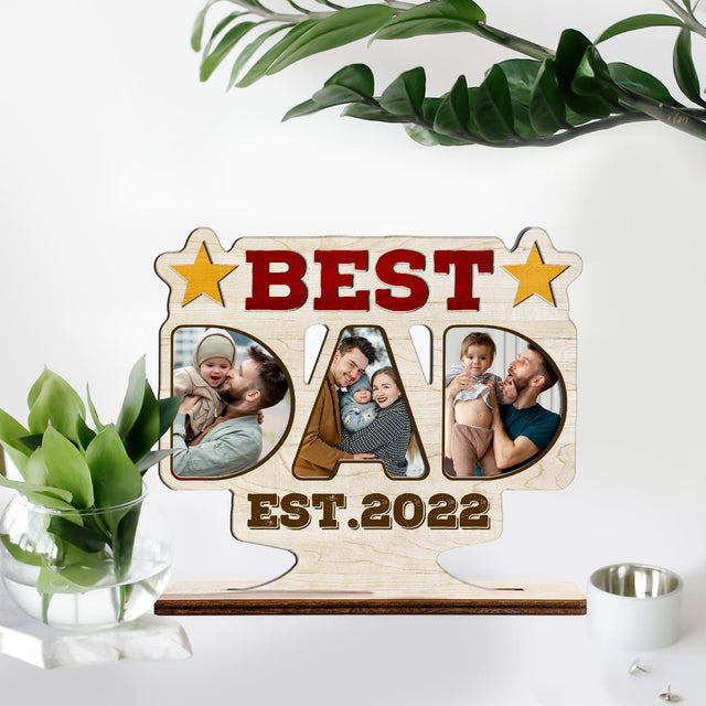 Best Dad, Custom Photo, Wooden Plaque 3 Layers