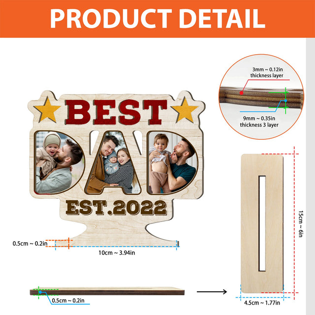 Best Dad, Custom Photo, Wooden Plaque 3 Layers