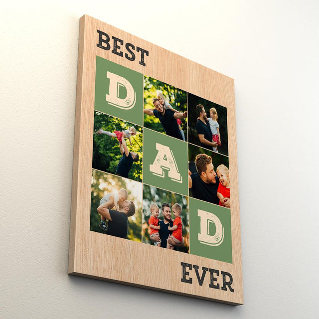 Best Dad Ever Custom Collage Photo - Personalized Portrait Canvas