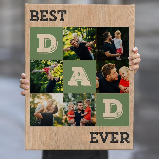 Best Dad Ever Custom Collage Photo - Personalized Portrait Canvas