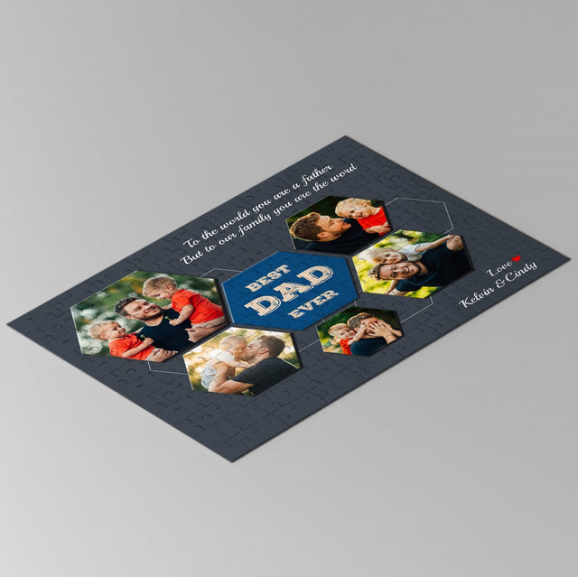 Best Dad Ever, Custom Photo Collage, Personalized Name And Text Jigsaw Puzzles