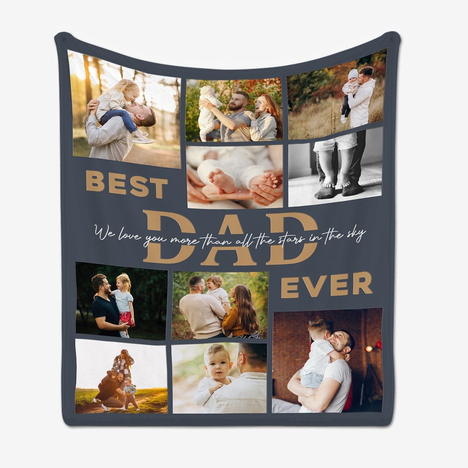 Best Dad Ever Custom Photo Collage, Personalized Text Blanket
