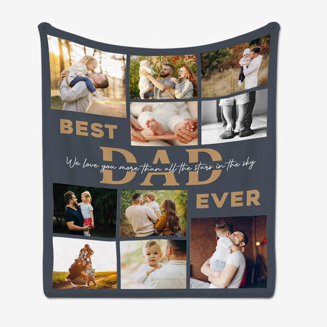 Best Dad Ever Custom Photo Collage, Personalized Text Blanket