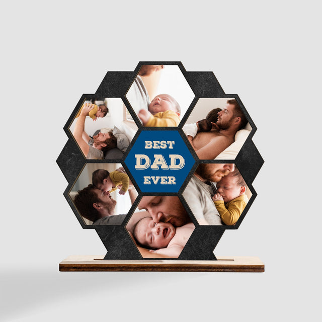 Best Dad Ever, Custom Photo, Hexagon, Wooden Plaque 3 Layers