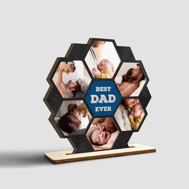 Best Dad Ever, Custom Photo, Hexagon, Wooden Plaque 3 Layers
