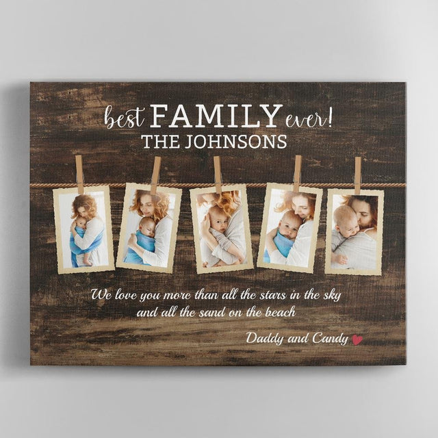 Best Family Ever, Custom Photo, Personalized Family Name And Text Canvas Wall Art